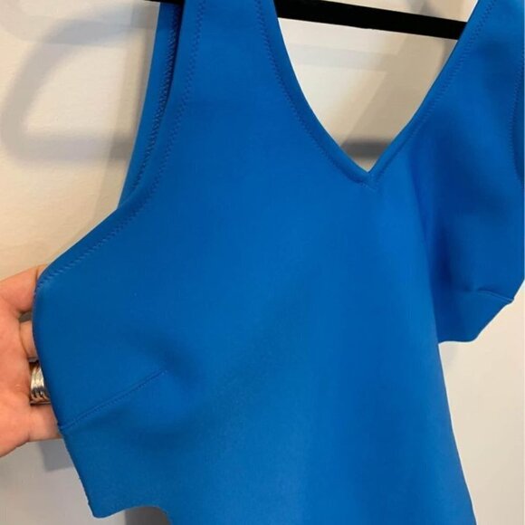 Venus neoprene swimsuit. Size 14. Cobalt blue. Cut out sides. Thick belt. New! - Picture 3 of 9